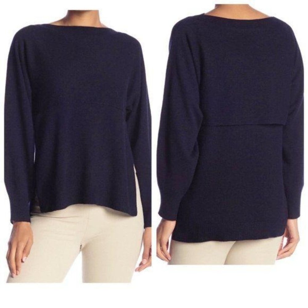 VINCE Wool Cashmere Back Vent Side Slits Pullover